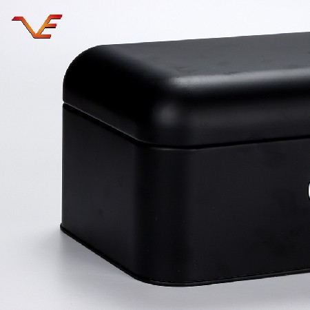 Factory direct sales black fashion simple iron can sealed savings can iron sheet bread box windowed aluminum hand