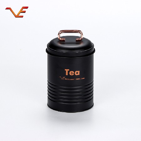 The manufacturer directly supplies black fashionable simple atmospheric storage sealed cans, candy, tea, coffee, classified identification, iron cans