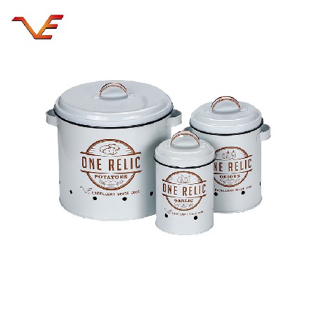 Creative and simple iron can storage set for household kitchen food Dry food storage Snack pot Coffee pot Tea pot