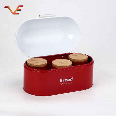 红色系列厨房整理收纳套装 厂家支持订造各种收纳罐面包箱纸巾架