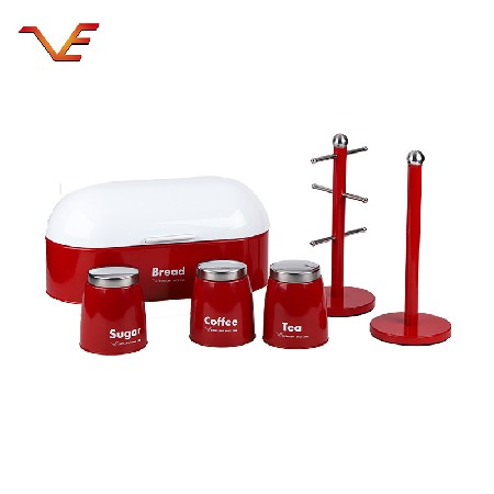 Red series kitchen sorting and storage kit The manufacturer supports the customization of various storage cans, bread boxes, paper towel racks
