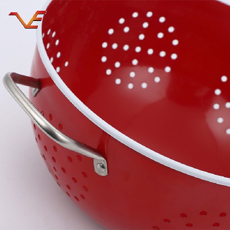 家用厨用手提式红色不锈钢水果盘大中小容量可选水果点心蛋糕放置