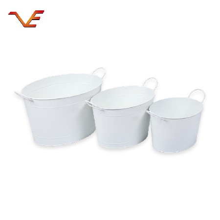 白色铁质大容量圆筒三件套家用多功能手提式水桶清洁洗浴厨房多用